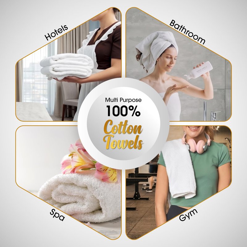 Ample Decor 100% Cotton Washcloths 12x12 Inches, 600 GSM, Soft & Absorbent, Durable, Set of 10, Beige