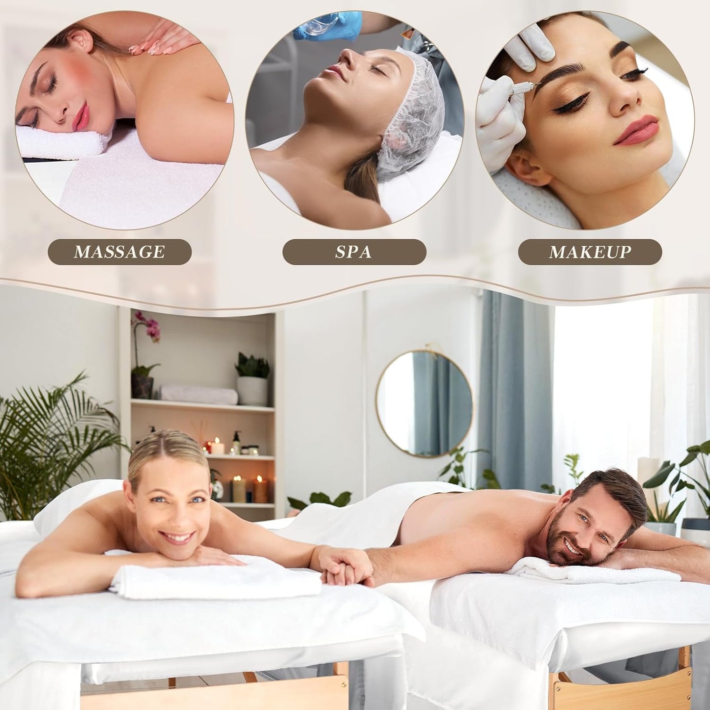 Microfiber Massage Table Sheets Set - 9 Pcs Including Flat & Fitted Sheets | White Color