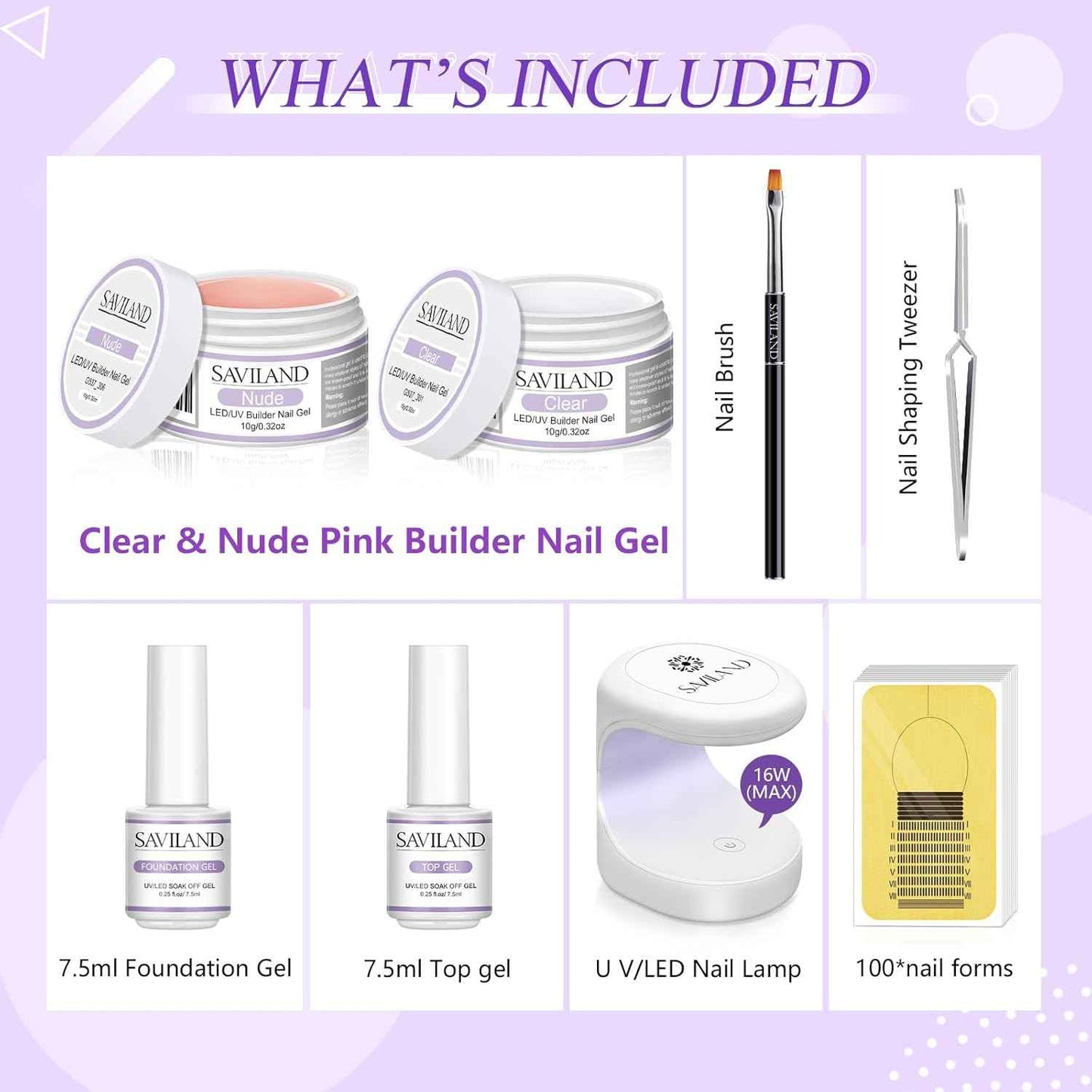 Gel Nail Glue Kit - 2pcs 15ML Clear & Nude Nail Strengthening Extension Gel
