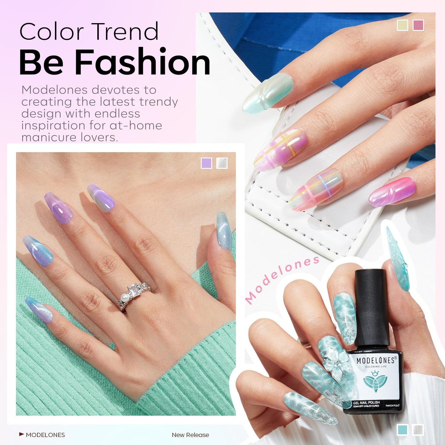 Chameleon Gel Nail Polish Set - 6 Colors + Silver Cat Eye & Jelly Gel Polish