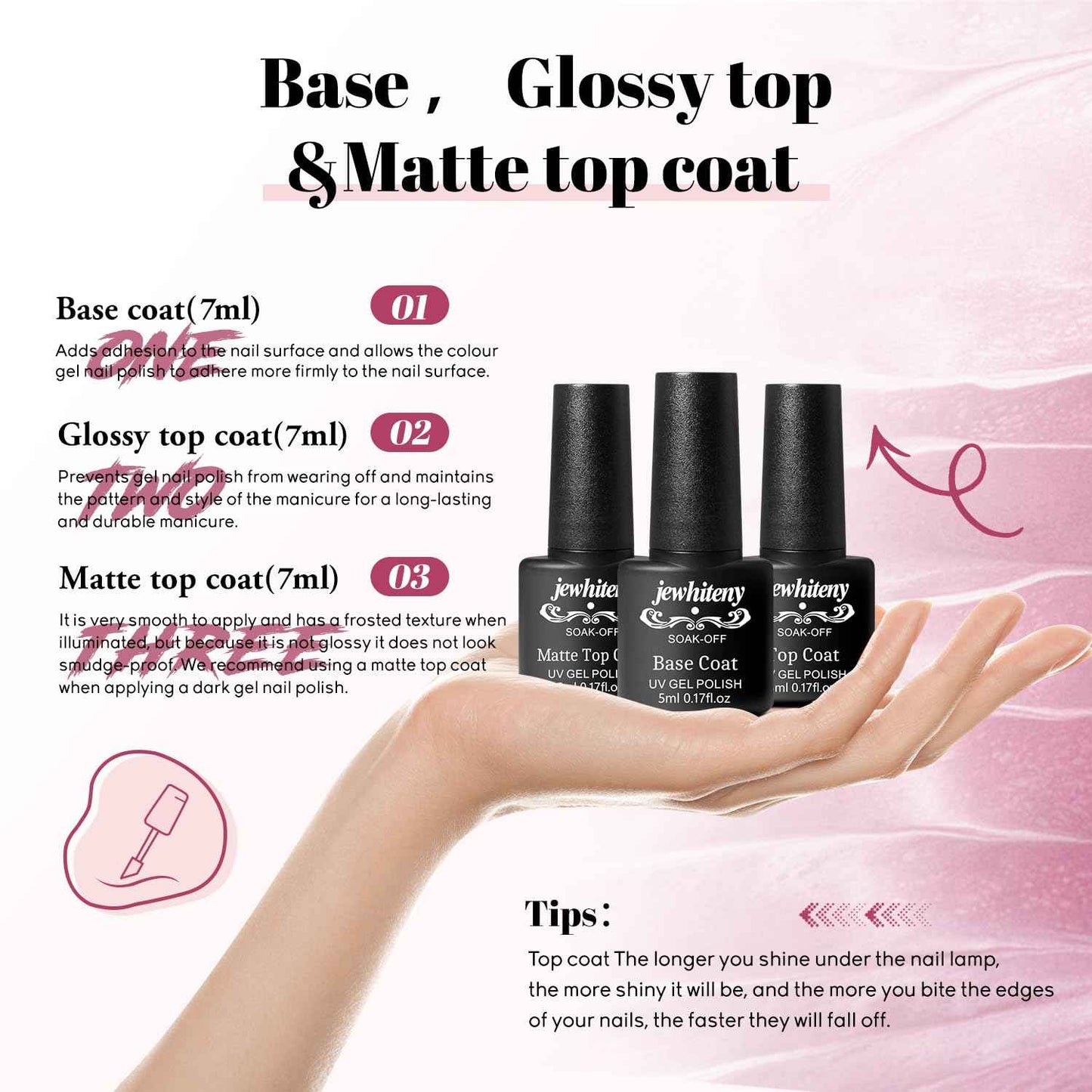 45PCS Gel Nail Polish Kit with UV LED Nail Lamp & 10ML Base & Top Coats