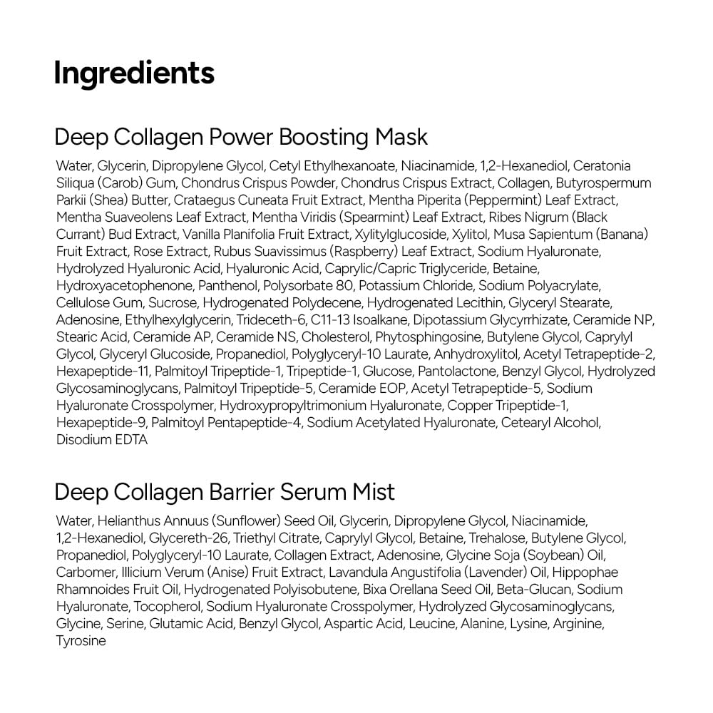 Wrinkle Free Mist DUO: Deep Collagen Power Boosting Mask Sheets (4ea) & Deep Collagen Barrier Serum Mist, Hydrating Gift Set for Women & Moms, Korean Skincare