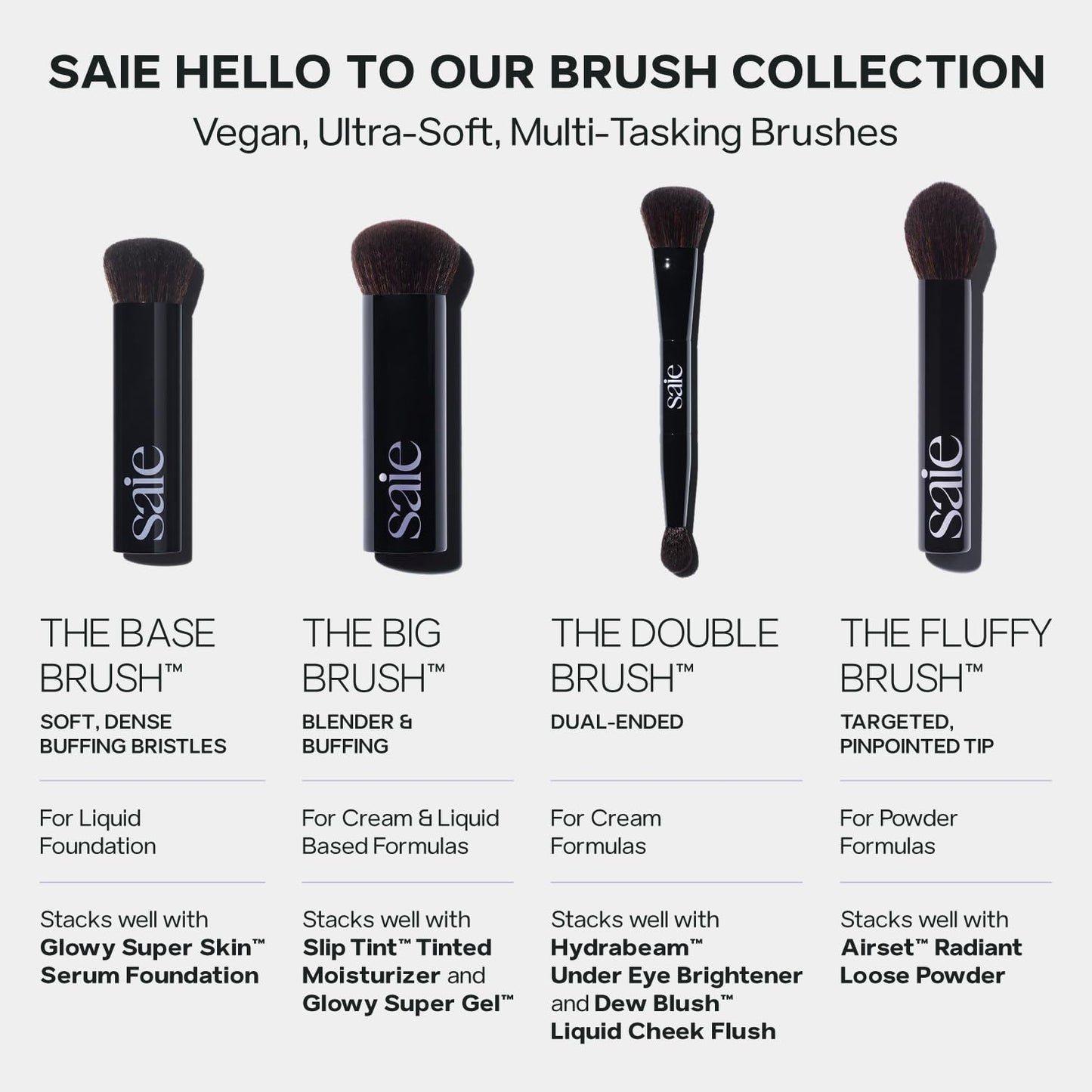 Saie The Big Liquid Foundation Brush - Soft, Multi-Use Makeup Brush for Buffing, Blending & Building - Made with Cruelty-Free, Synthetic Bristles & Creates a Seamless Finish (1 Count)