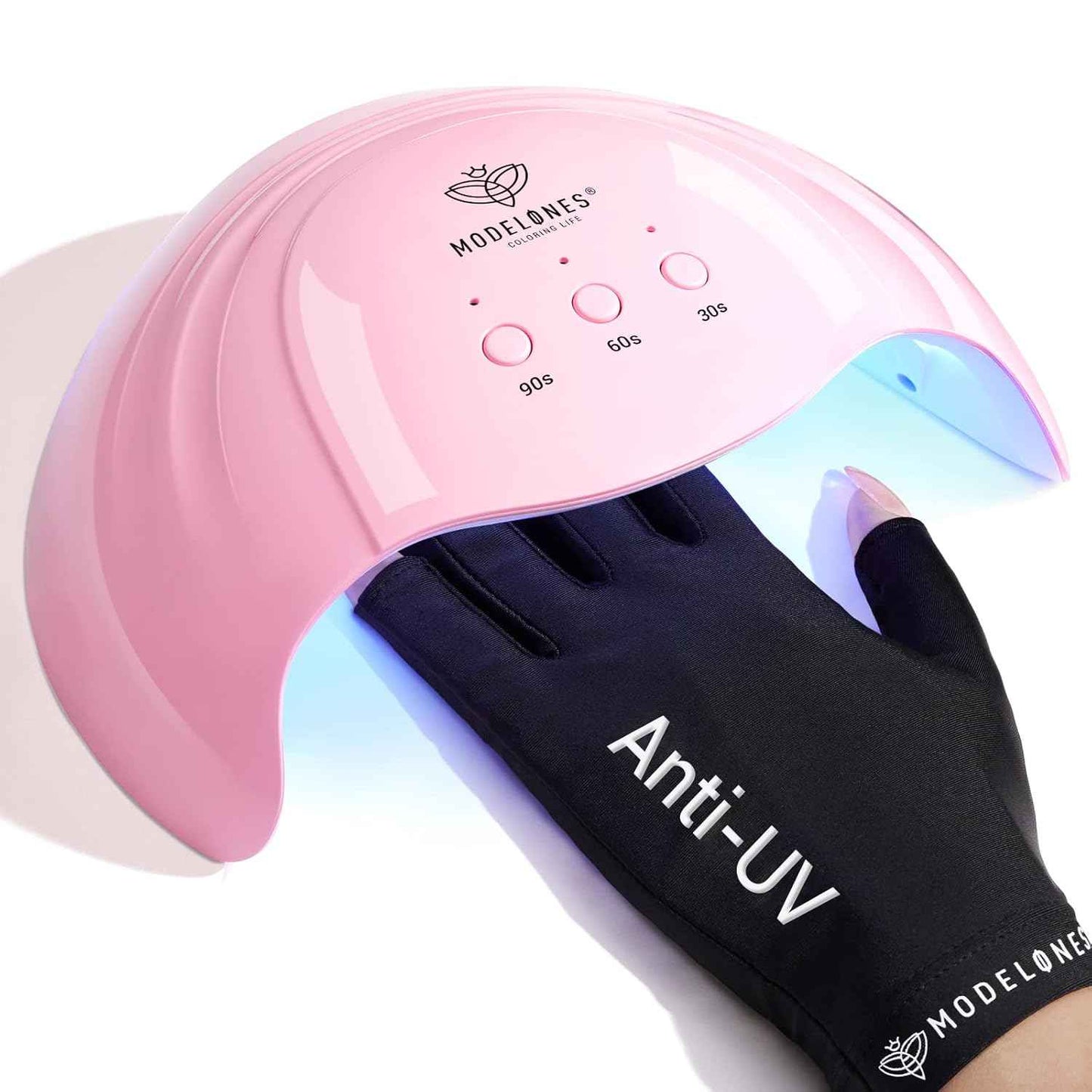 Modelones 48W Gel Nail Lamp & Cordless Nail Drill Set - UV Dryer with 3 Timer Settings & UPF99+ Protection Gloves for Professional Nail Art