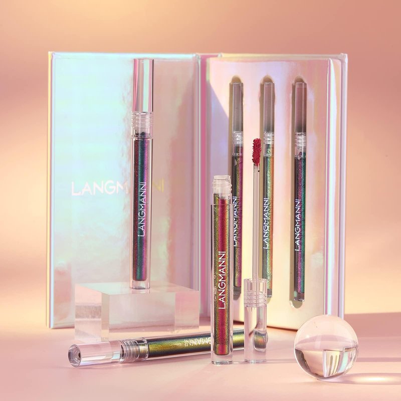 BIOKUSY 3 Colors Metallic Liquid Chameleon Eyeshadow, Multi-Dimensional Eye Looks, Long-lasting Holographic Glitter Multichrome Eyeshadows Makeup (#Peacock+Wonder+Ember)