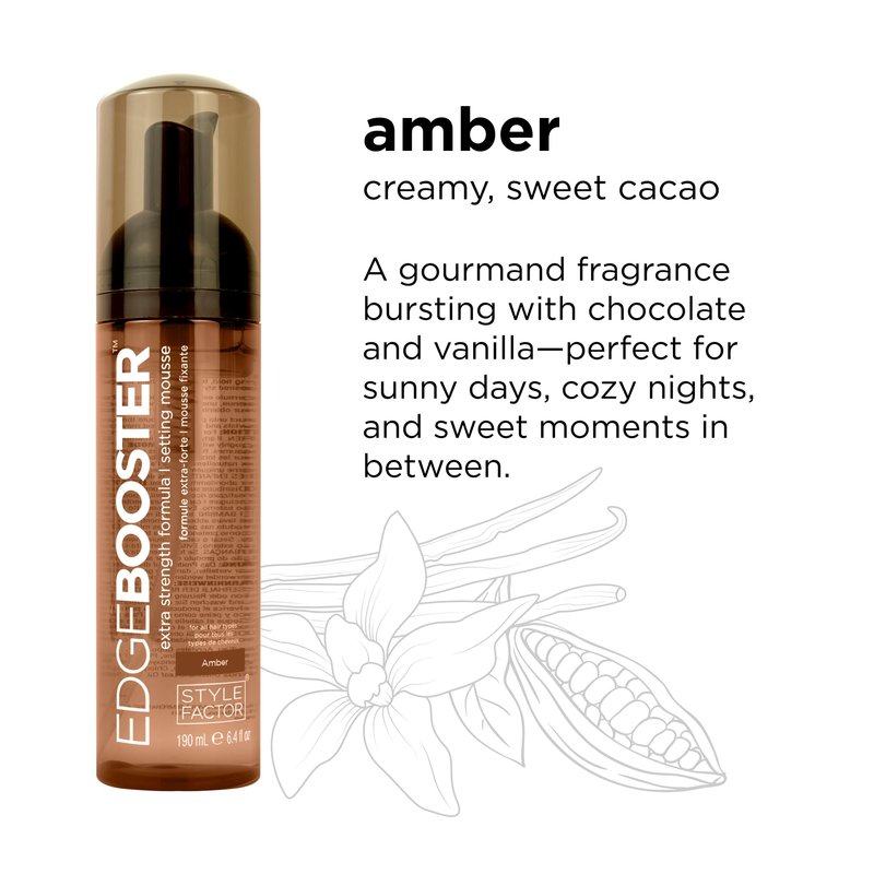 Style Factor EDGE BOOSTER Extra Strength Setting Mousse โ Frizz Control, Extra Volume, and Conditioning โ 6.4oz Amber Mousse for Curly Hair