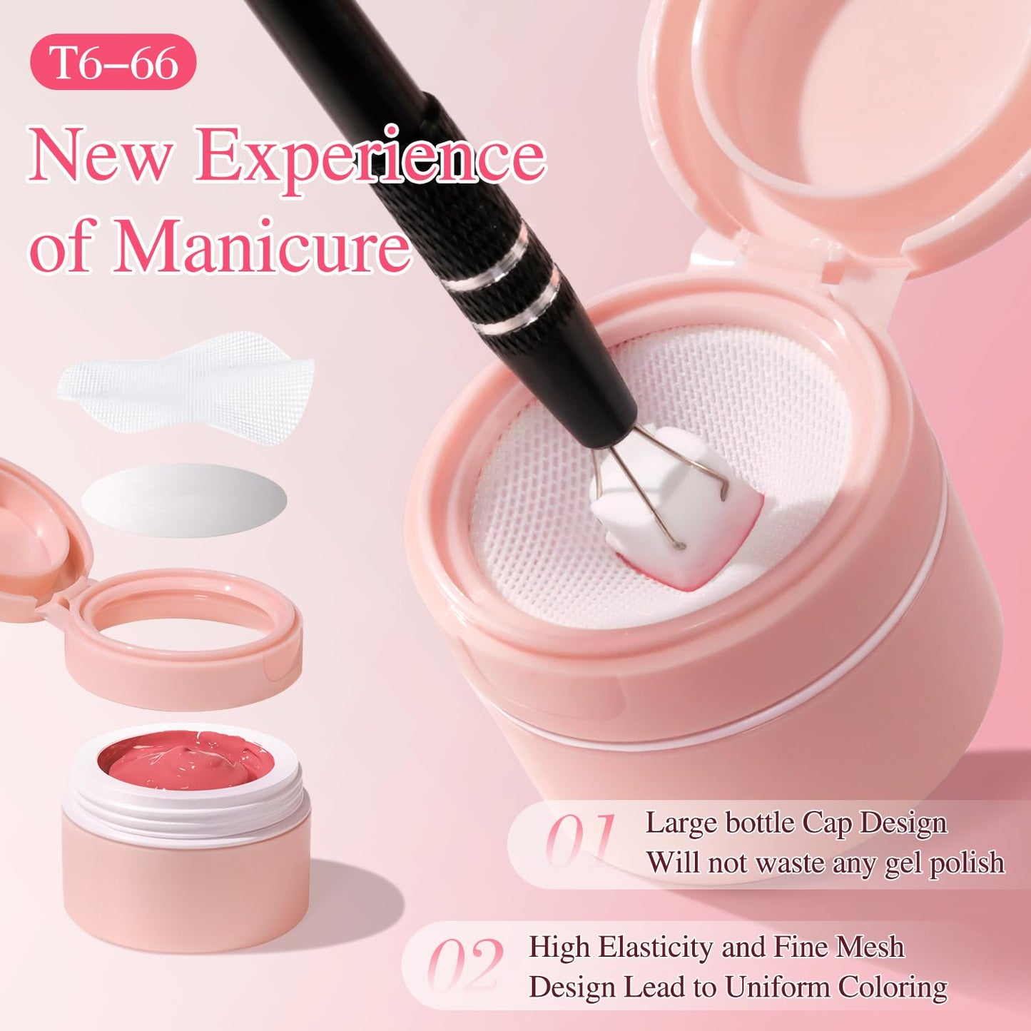 Double Rhythm Painting Gel Polish Set for Nail Art Palette Patting Gel Polish 6 Colors with 100 Pcs Sponges and Grabbing Pen (Neutral Nude Rose-T6-66)