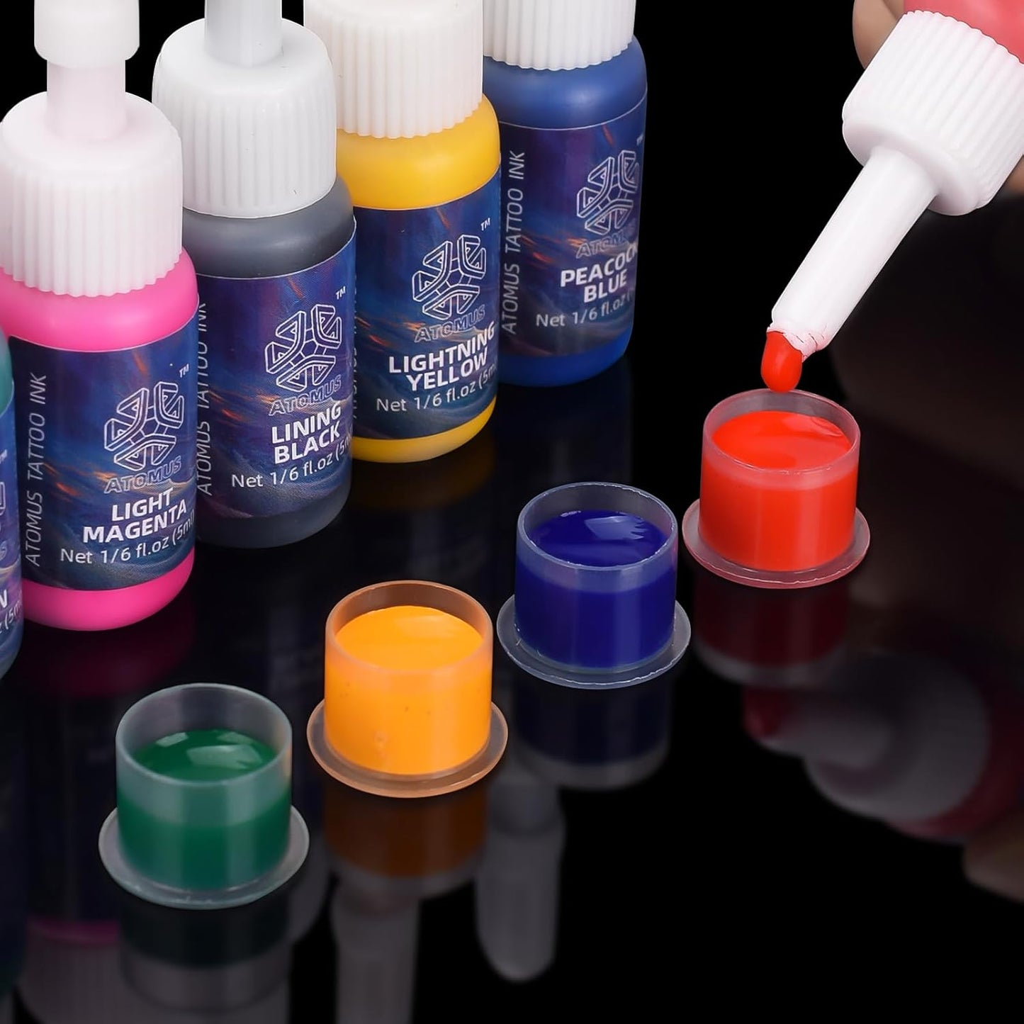 ATOMUS Tattoo Ink Kit - Natural Plant-Based Pigment Set for Permanent Makeup | 14 Colors, 1/6 oz