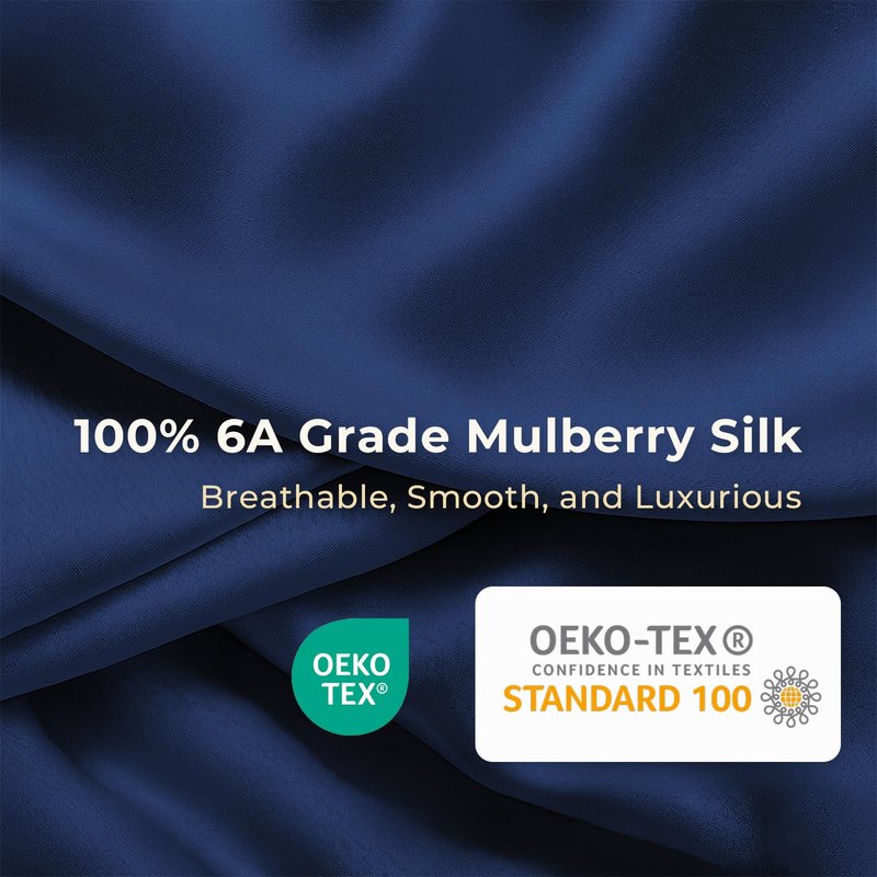 LumeSilk Mulberry Silk Bonnet, Double-Layered Hair Bonnet for Sleeping Women, Pure Silk Turban, Night Sleep Hair Wrap, Navy Blue