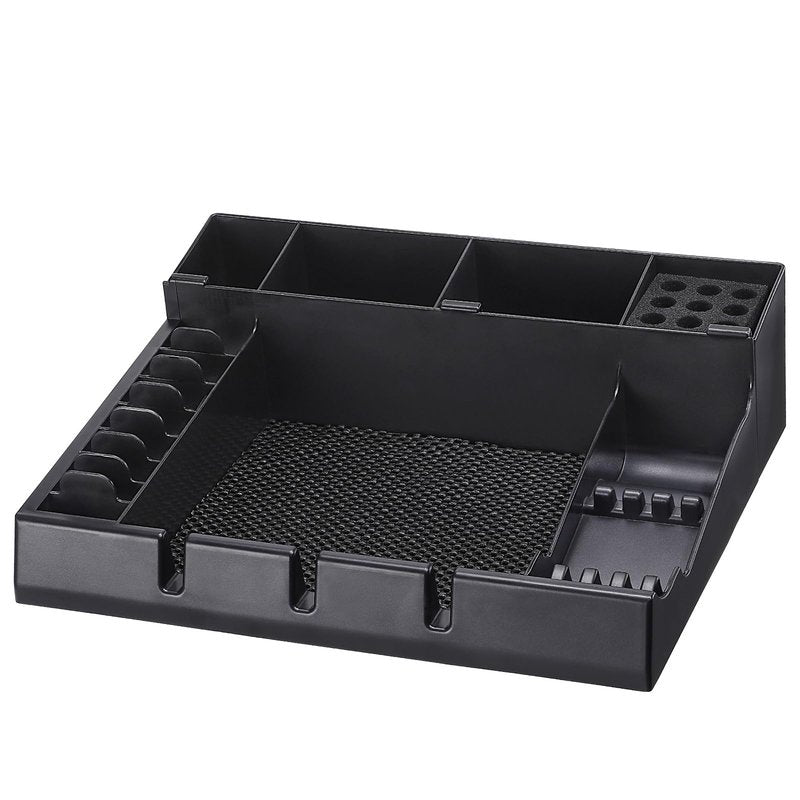 Upgrade Large PU Leather Barber Station Organizer for Clippers & Guards, 15x12x5 inch Multifunctional Barber Organizer Tray Salon Tools Storage, Detachable Salon Countertop Tray for Hairdressing Tool