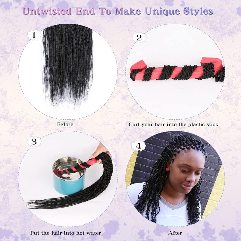 Senegalese Twist Crochet Hair - 24 Inch Pre-Looped Synthetic Braids for Black Women | 8 Packs, 35 Strands Each