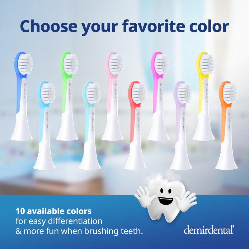 demirdental Kids Mini Toothbrush Heads Compatible with Philips Sonicare Compact Kids Toothbrush Heads - Replacement Heads Sensitive - Brush Heads from Ages 3 to 6 - Orange - Replaces HX6038-8 Pack