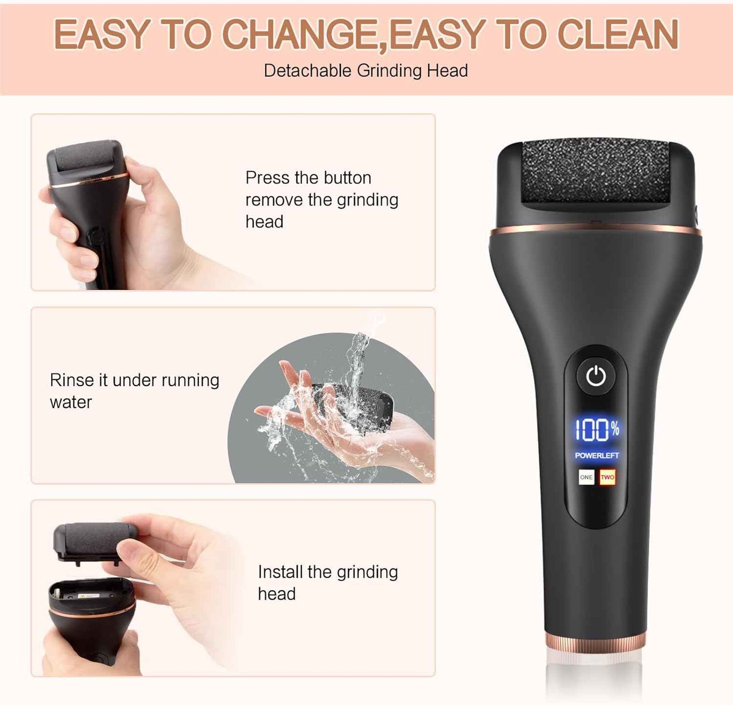 Rechargeable Electric Callus Remover for Feet - Waterproof Pedicure Tool for Hard Skin