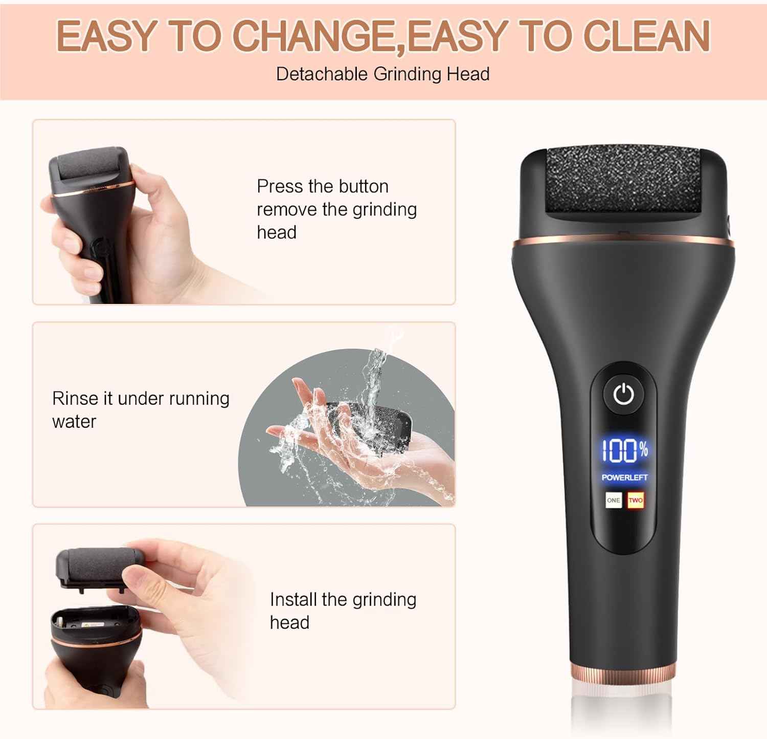 Rechargeable Electric Callus Remover for Feet - Waterproof Pedicure Tool for Hard Skin