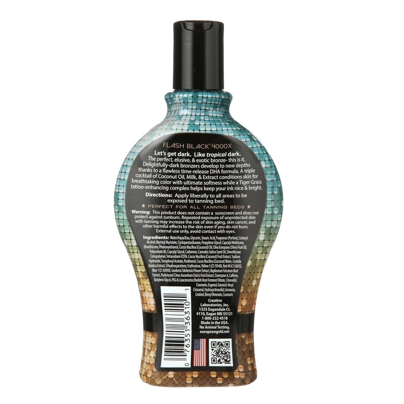 Bundle Set of 2: European Gold Flash Black 3000X Indoor Tanning Lotion with Time-Release DHA Bronzers, 12 oz and European Gold Flash Black 4000X Indoor Tanning Lotion with Time-Release DHA Bronzers