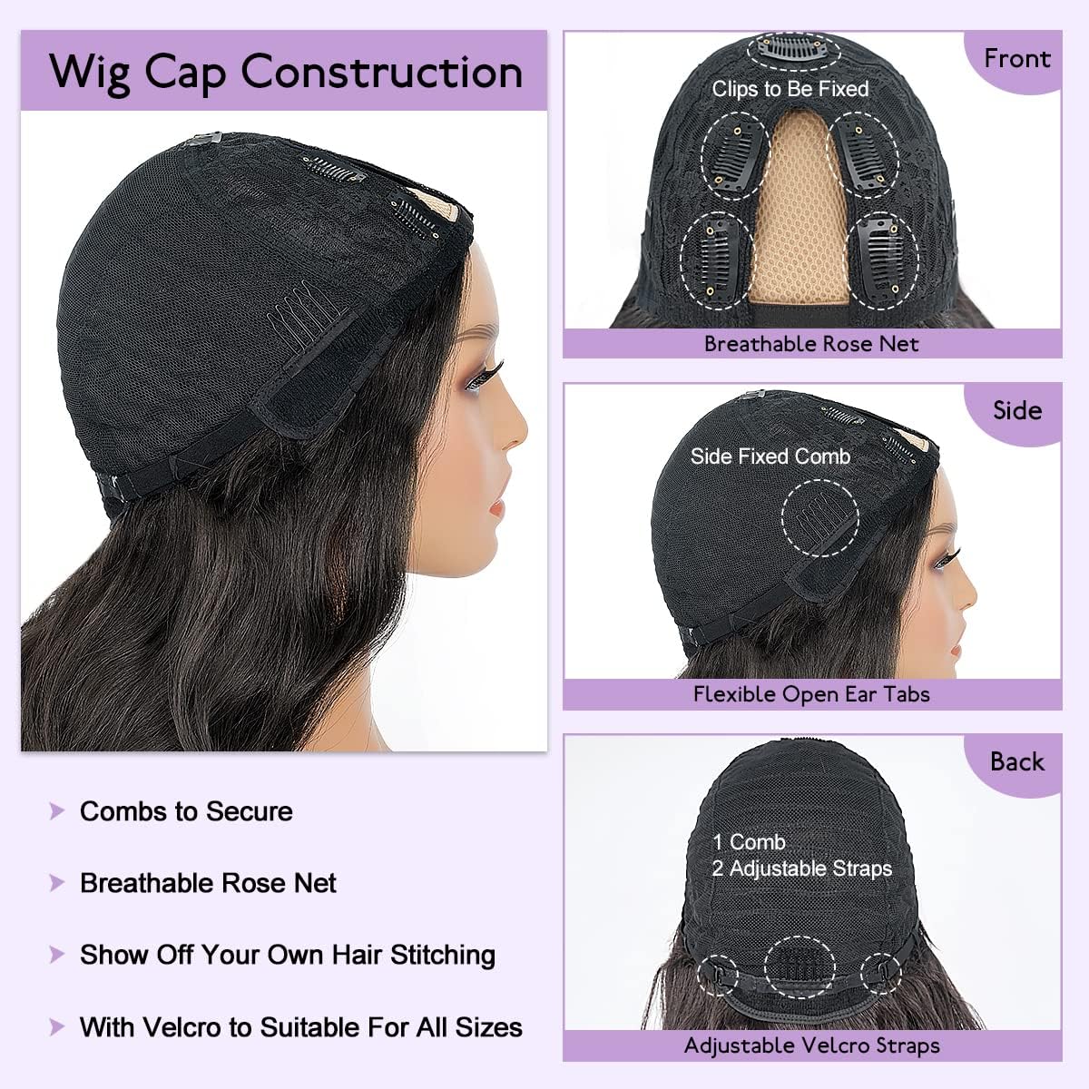 Curly V Part Wig Water Wave No Leave Out V Part Wigs Full Head Clip In Upgrade U Part Glueless Half Wigs for Black Women Premium Fiber & Remy Human Hair Blended (Black2.0, 18 Inch)