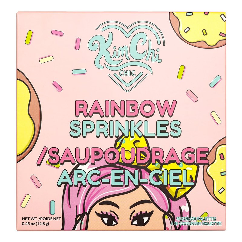 KimChiChic Beauty Donut Collection Eyeshadow Palette - 16 Matte, Pigment, & Glitter Shadows, Versatile for Day to Night Looks, Cruelty Free, Rainbow Sprinkles
