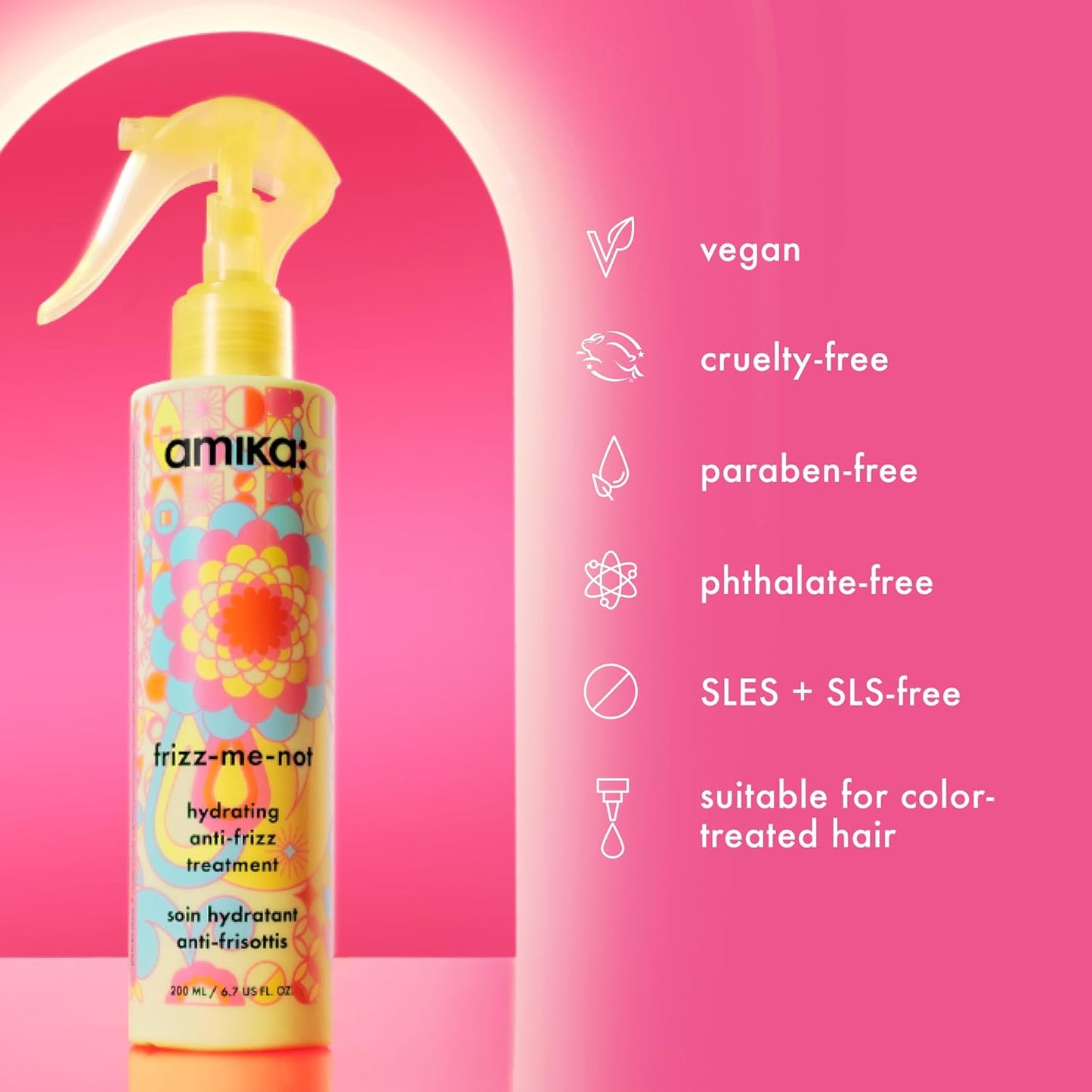 Amika Frizz-Me-Not Hydrating Anti-Frizz Treatment - Lightweight Spray for Medium to Thick Hair Types 2A-4C | Humidity & Heat Protection