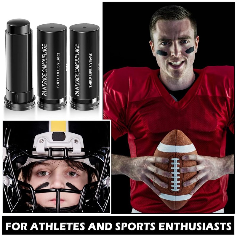 Eye Black Baseball Stick - 3Pcs Face Paint Kit for Athletes | Softball & Football Costume Accessories