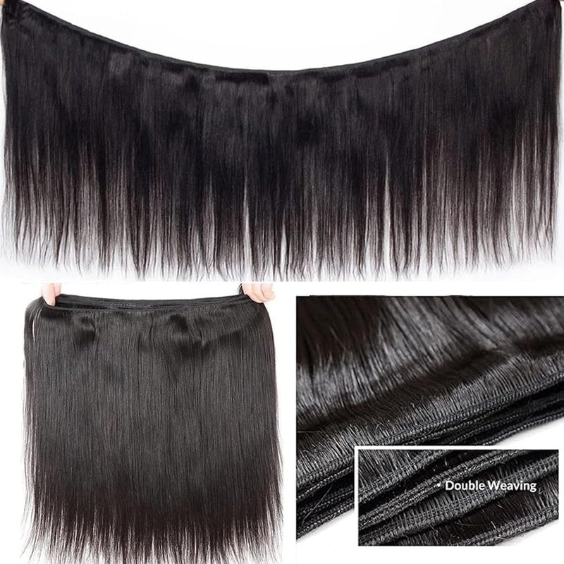 Brazilian Straight Human Hair Bundles 24 Inch 1 Bundle Human Hair Weave 12A 100% Unprocessed Virgin Hair Extensions Single Bundle Natural Black Color