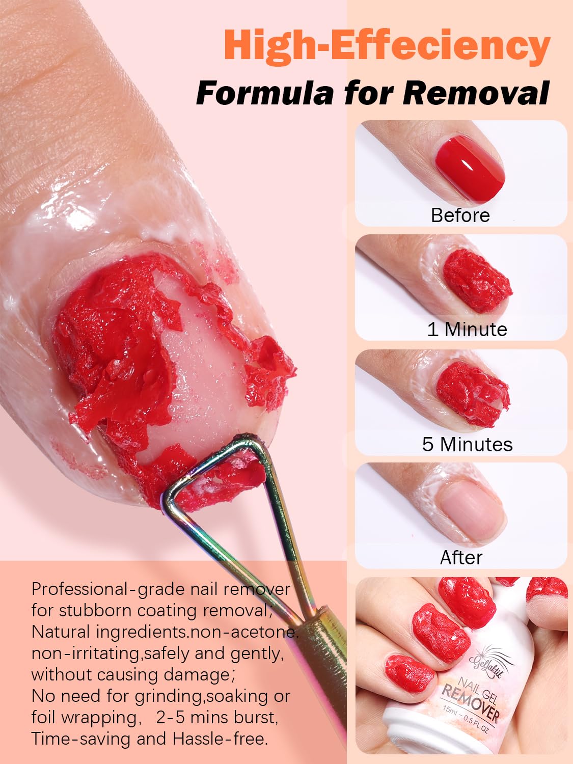 Gel Polish Remover Kit - 3 x 18ml with Cuticle Oil & Liquid Latex Tape, Fast 3-5 Min Removal