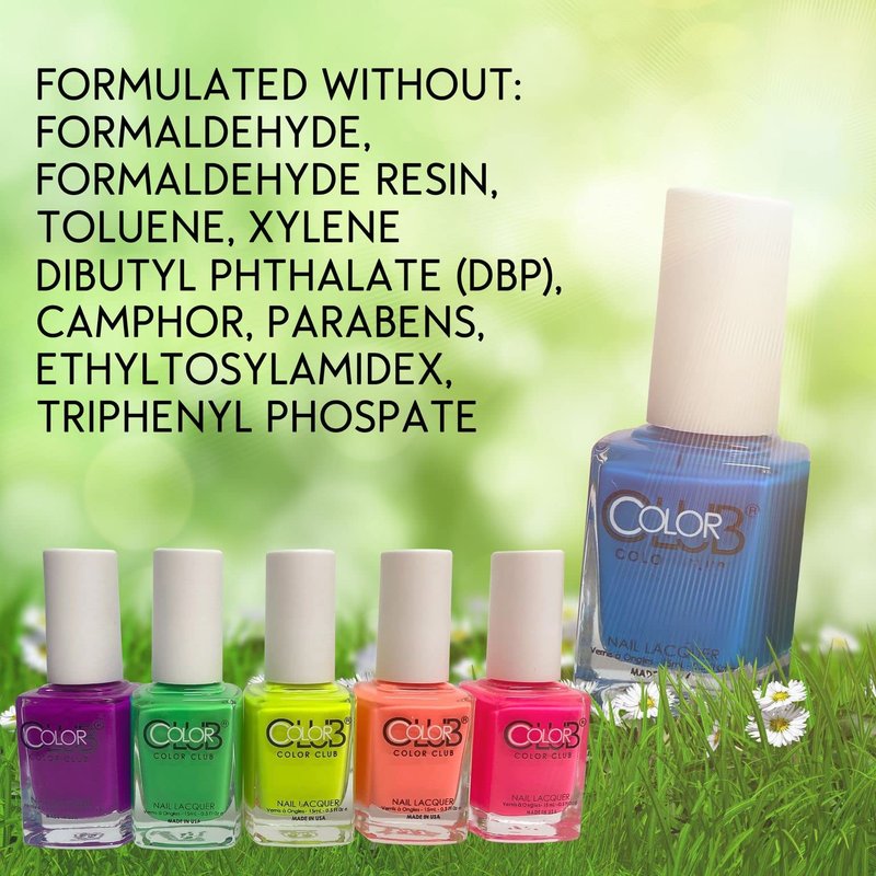Color Club Neon Nail Lacquer Set - 6 Vibrant Shades for Salon-Quality Manicures and Art