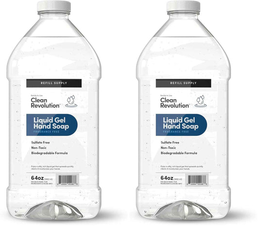 Fragrance-Free Liquid Gel Hand Soap - Silky Rich, Quick Lather, Fast Rinsing - 64 Fl Oz (Pack of 2)