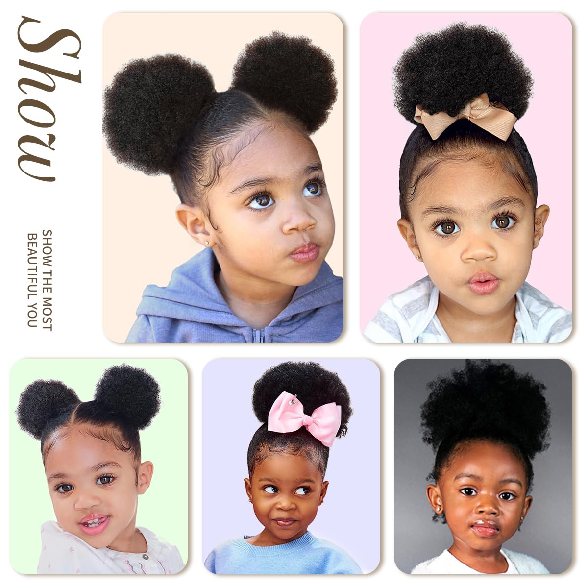 isheeny 2PCS Afro Puff Drawstring Ponytail Extensions For Black Women, Black Afro Wigs Comfortable And Lightweight Hairpieces