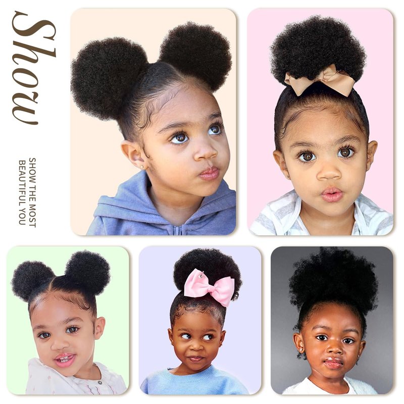 isheeny 2PCS Afro Puff Drawstring Ponytail Extensions For Black Women, Black Afro Wigs Comfortable And Lightweight Hairpieces