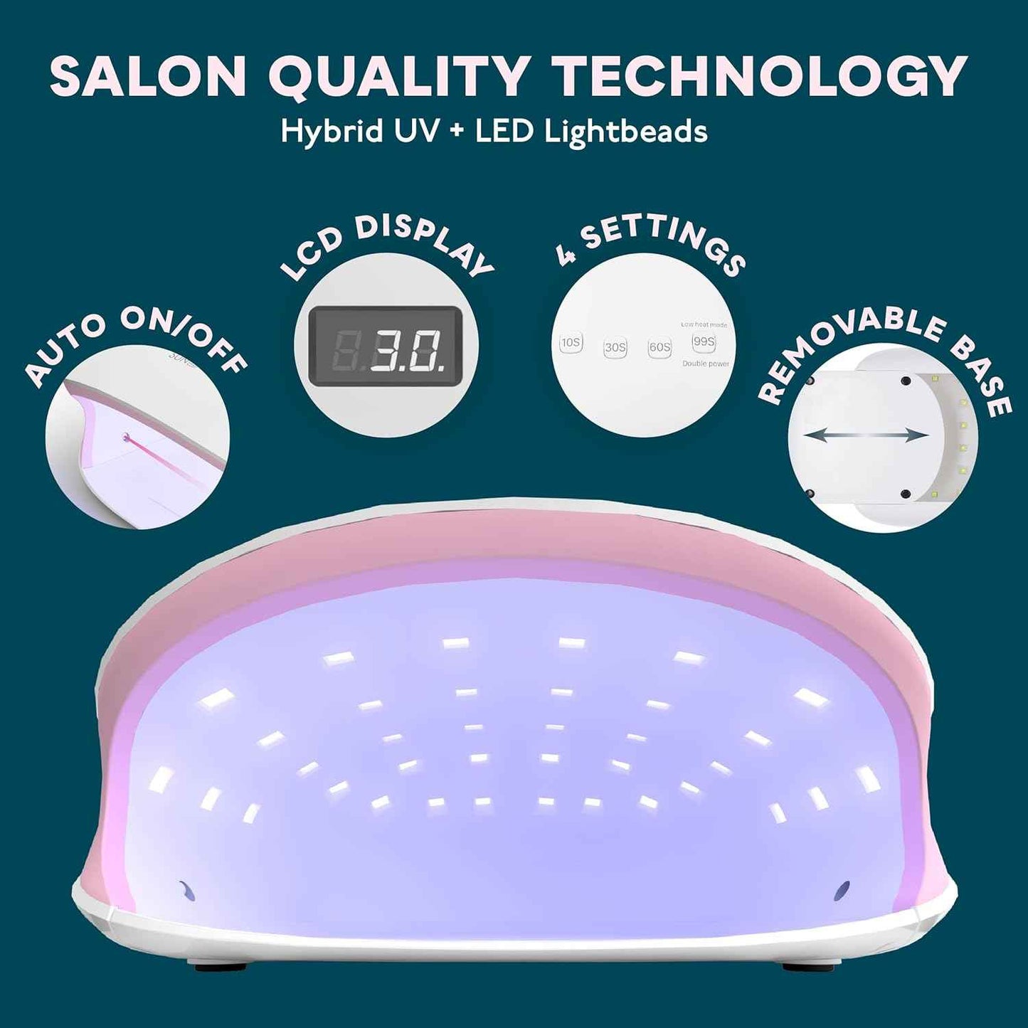48W SUNUV SUN4S UV Nail Lamp with 4 Timer Settings & UV Gloves - Gel Nail Dryer
