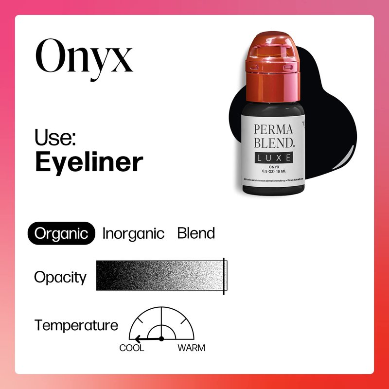 Perma Blend Luxe - Onyx - Microblading Ink for Permanent Eyeliner - Professional Tattoo Ink - Black Tattoo Ink Makeup - Vegan (0.5 oz)