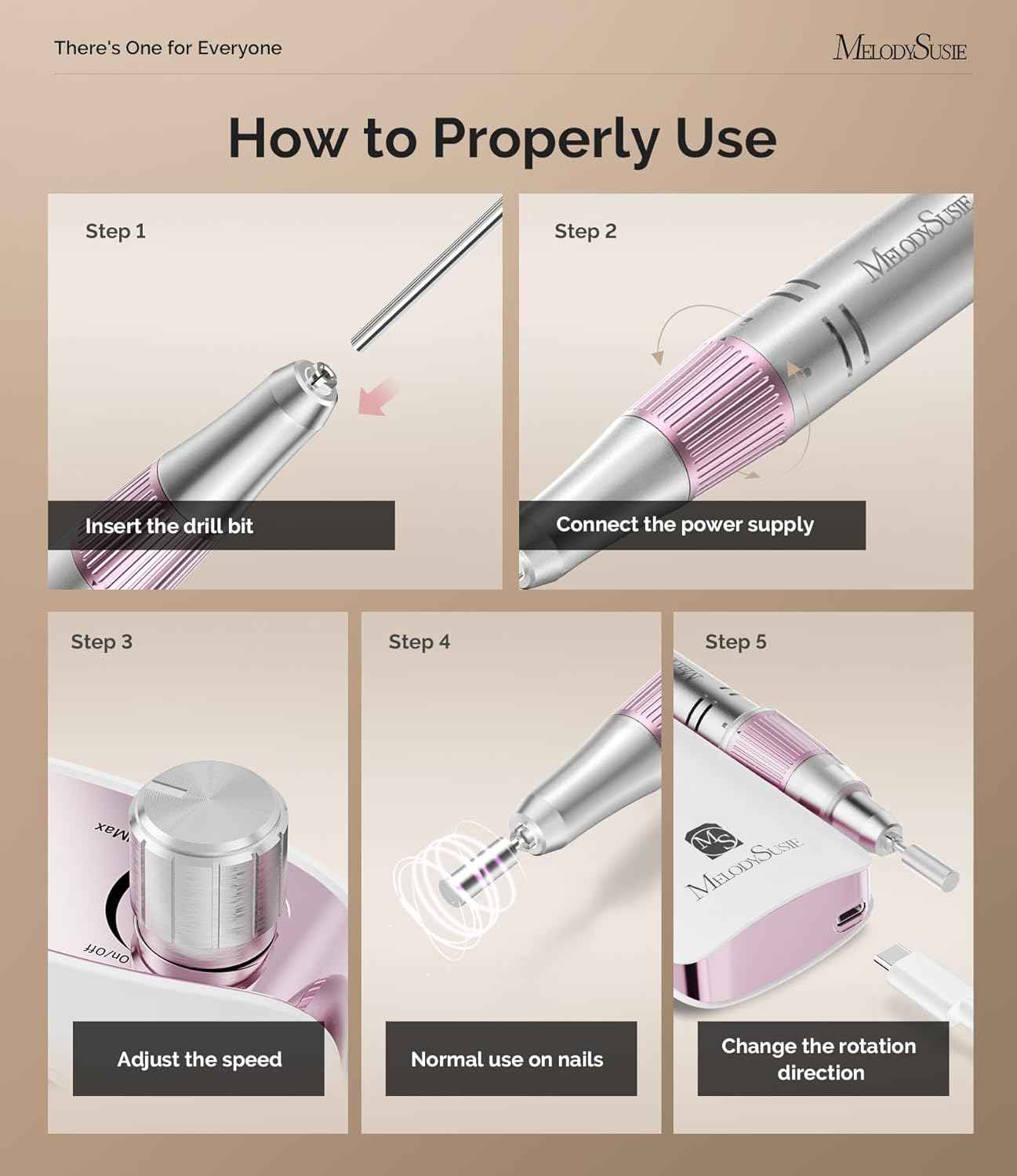 Portable Nail Drill 30,000 RPM with Nail Brush Set - MelodySusie Professional Manicure Kit