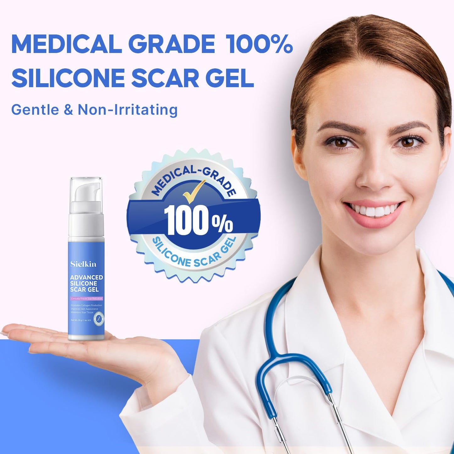 Medical Grade Silicone Scar Gel: Old and New Scars Removal Cream - Intensive Fade Surgical & C-Section Scars, Stretch & Acne Marks, Injury, Burns, Keloids, 30g, 2 Scar Sheets