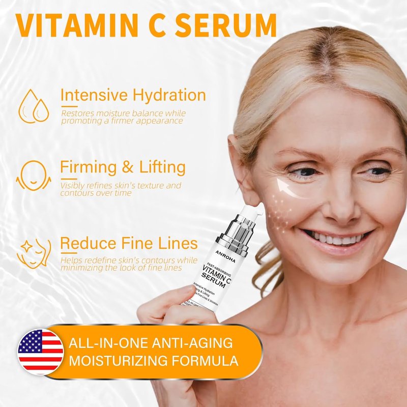 Vitamin C Serum for Mature Skin - Hydrates, Firms & Lifts | Anti-Aging Formula 1.69 fl oz