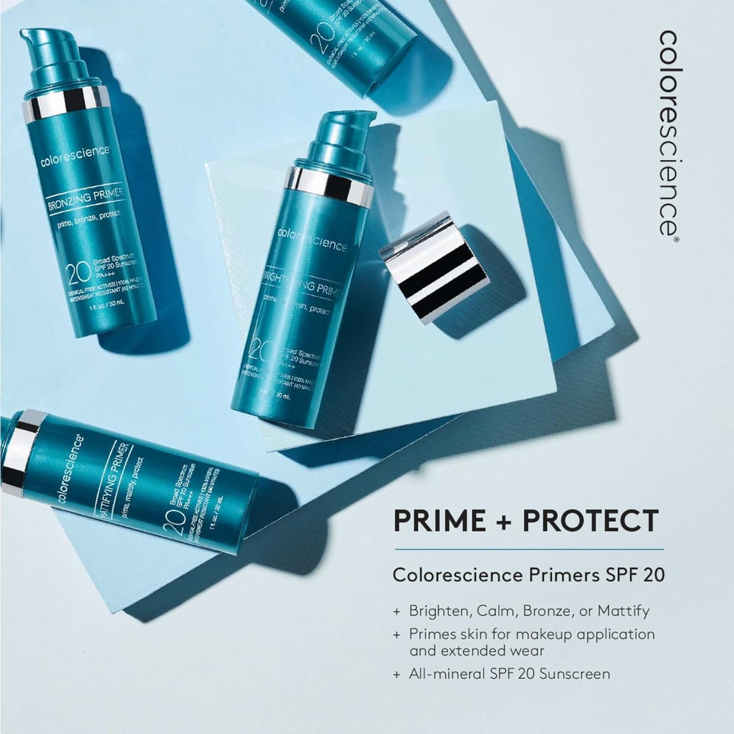 Colorescience Mattifying Perfector Face Primer - Water Resistant Mineral Sunscreen, SPF 20 | 1 Fl Oz