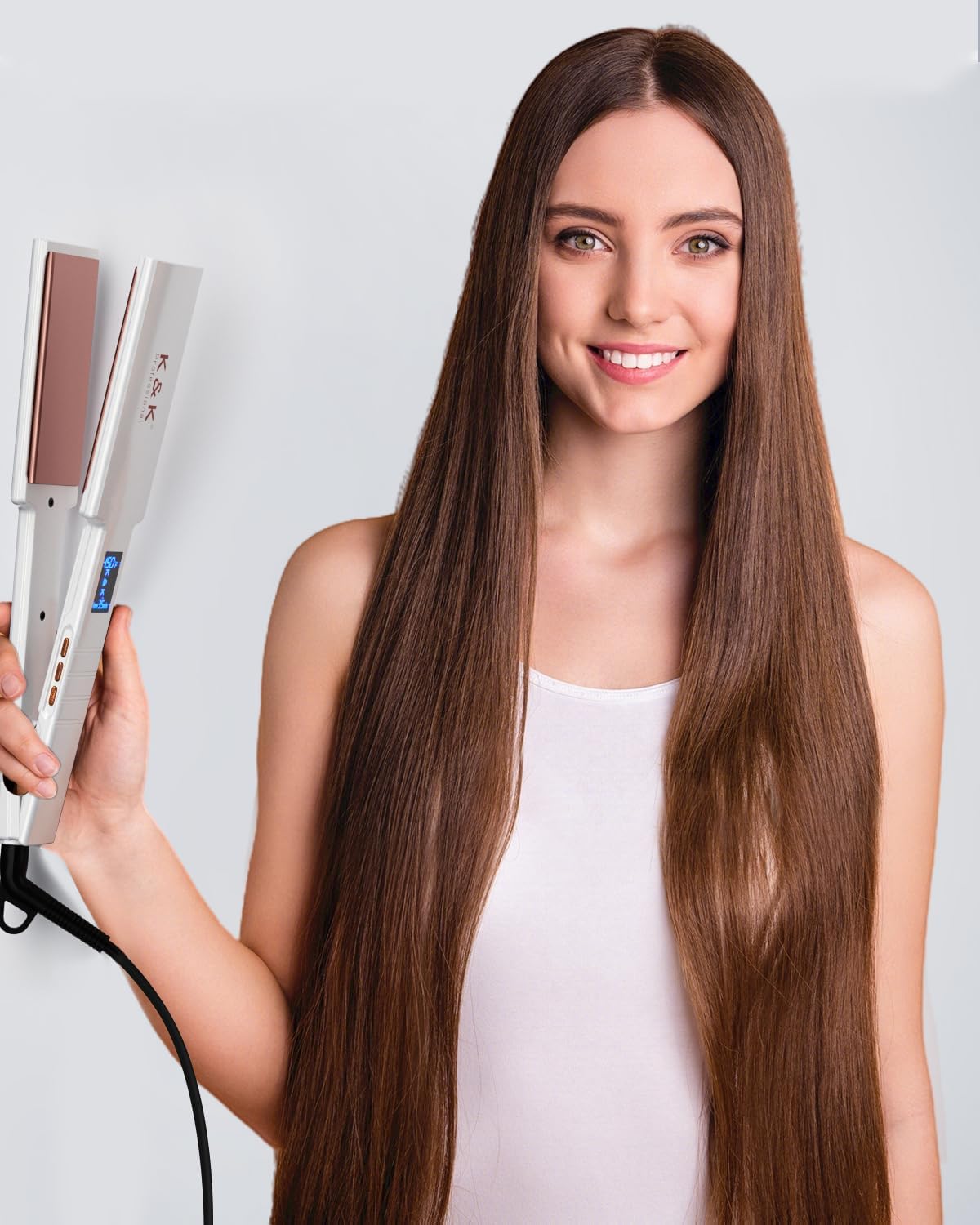 Nano Hair Straightener - Wide Plates with Advanced Ceramic Coating | Ultra-Fast Heat Up & Auto Safety Shut Off for Thick Hair