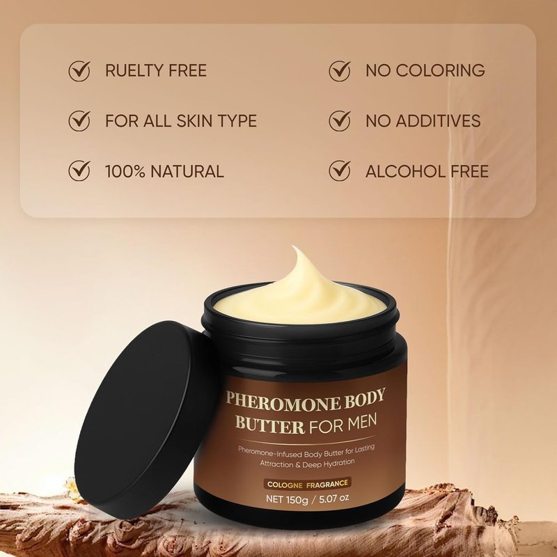 Pheromone Body Butter for Men - Moisturizing Cologne Cream with Shea & Cocoa Butter | 5oz