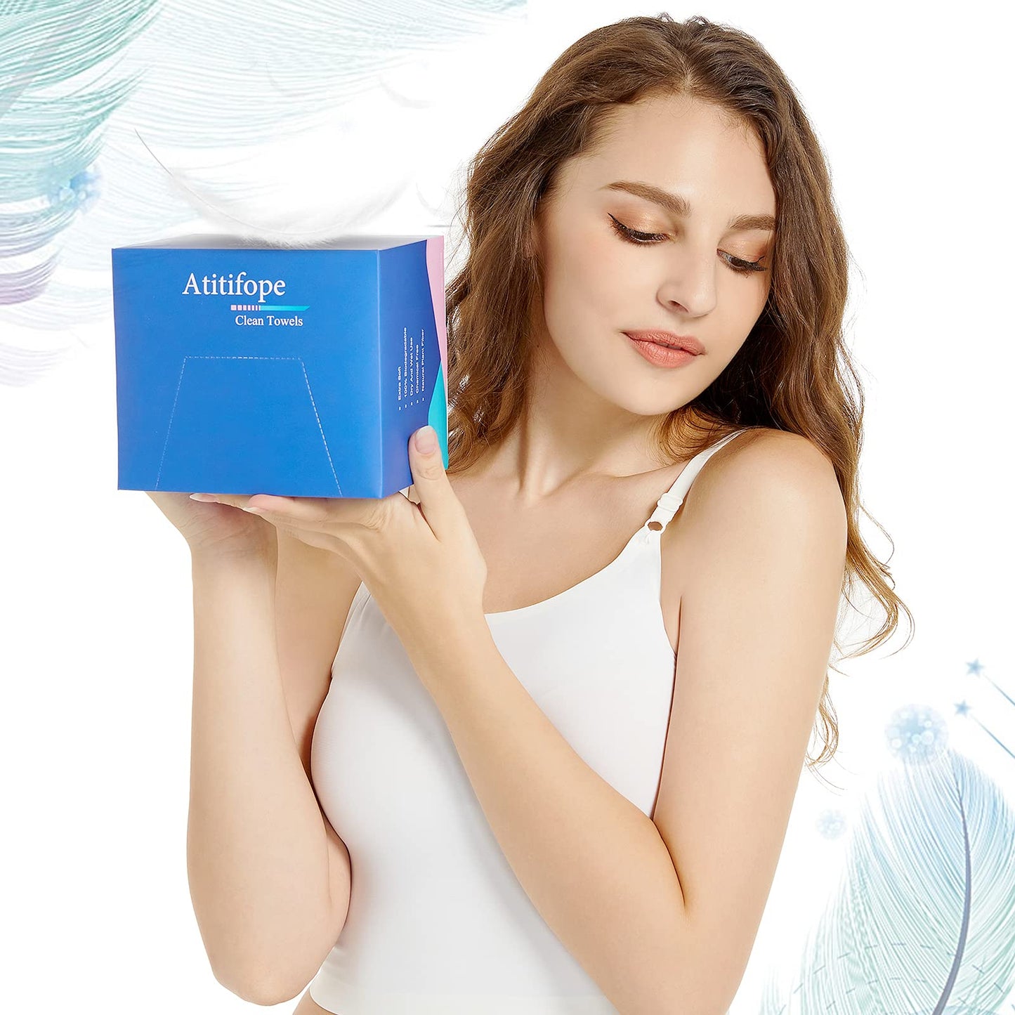 Atitifope Disposable Face Towels Makeup Remover Wipes Super Soft and Thick Dry Cleaning Cloths (100Count (2Boxes))