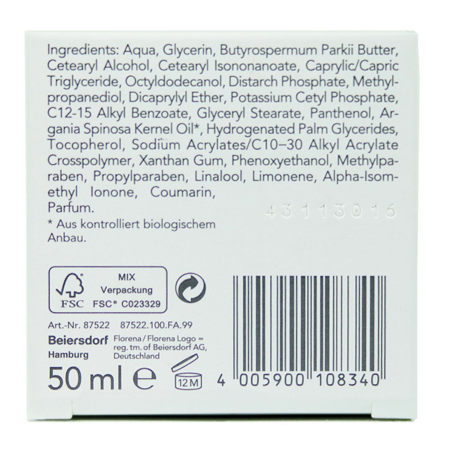 Florena Nachtpflege mit Sheabutter & Arganöl Vegan, 1er Pack, (1 x 50 ml)