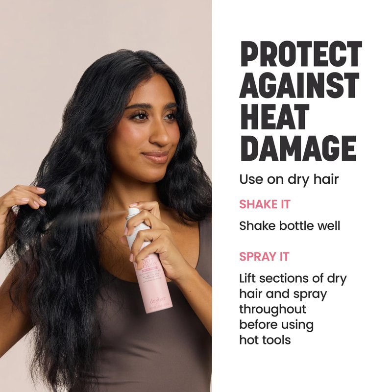 Drybar Hot Toddy Heat Protectant Mist for Hair, Lightweight Formula, Protects from Heated Styling, Straightening and Curling Irons, Blanc Scent, Full Size, 4.6 Oz.
