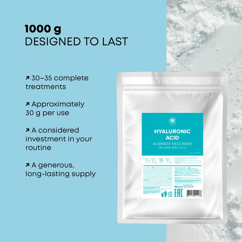 Name Skin Care Alginate Powder Face Mask with Hyaluronic Acid - 2.2lb, 40 Applications - Peel Off Korean Beauty Natural Fascial Skincare - Hydrating Moisturizing Exfoliating Brightening Peeling Kit