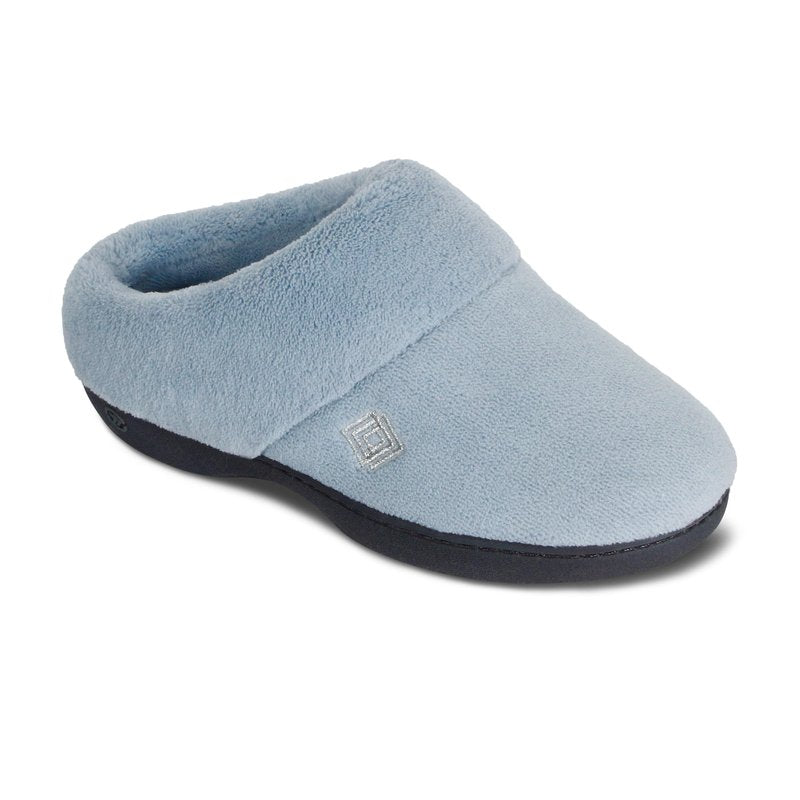 isotoner Women's Classic Clog Slippers with Memory Foam Comfort and Non-slip Sole Slipper, Blue Fog, 6.5-7