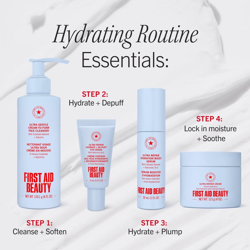 First Aid Beauty - Hydrating Eye Cream with Hyaluronic Acid, Nourishing Eye Cream that Provides 24 hours of Hydration, Helps Smooth Fine Lines, Wrinkles & Puffiness, Safe for Sensitive Skin, 0.5 oz