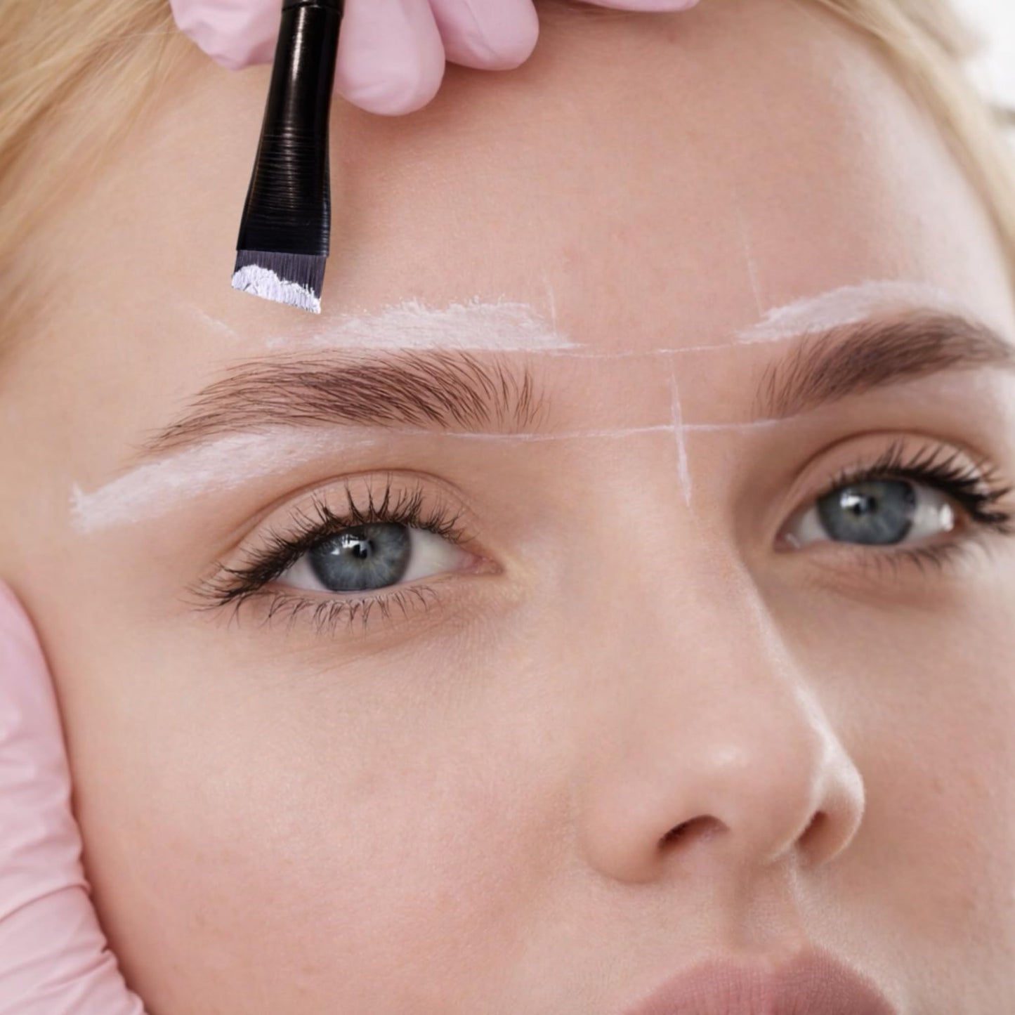 Ink Permanent Eyebrow Mapping Kit, White Paste, Brush and Cotton Swabs