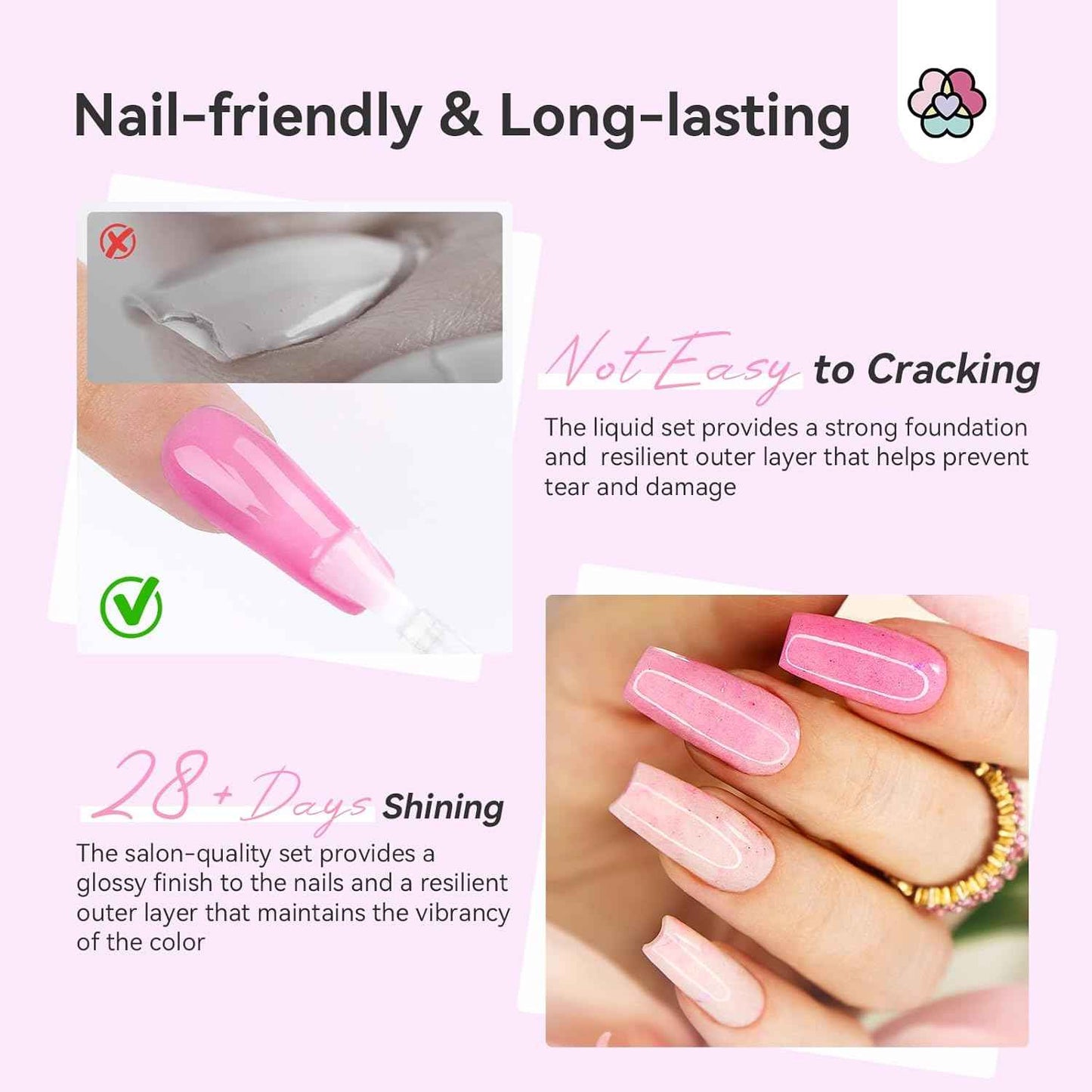 SAVILAND 20-Color Dip Powder Nail Kit with Clear Pink & Rainbow Shades + 4 Liquids