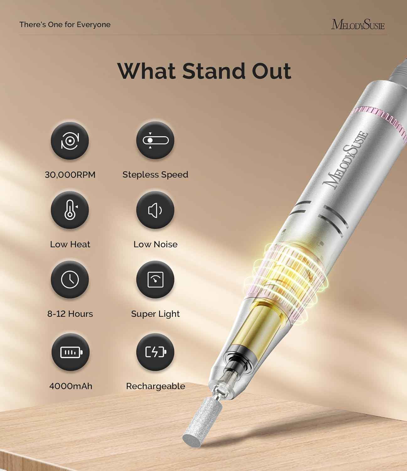 Portable Nail Drill 30,000 RPM with Nail Brush Set - MelodySusie Professional Manicure Kit