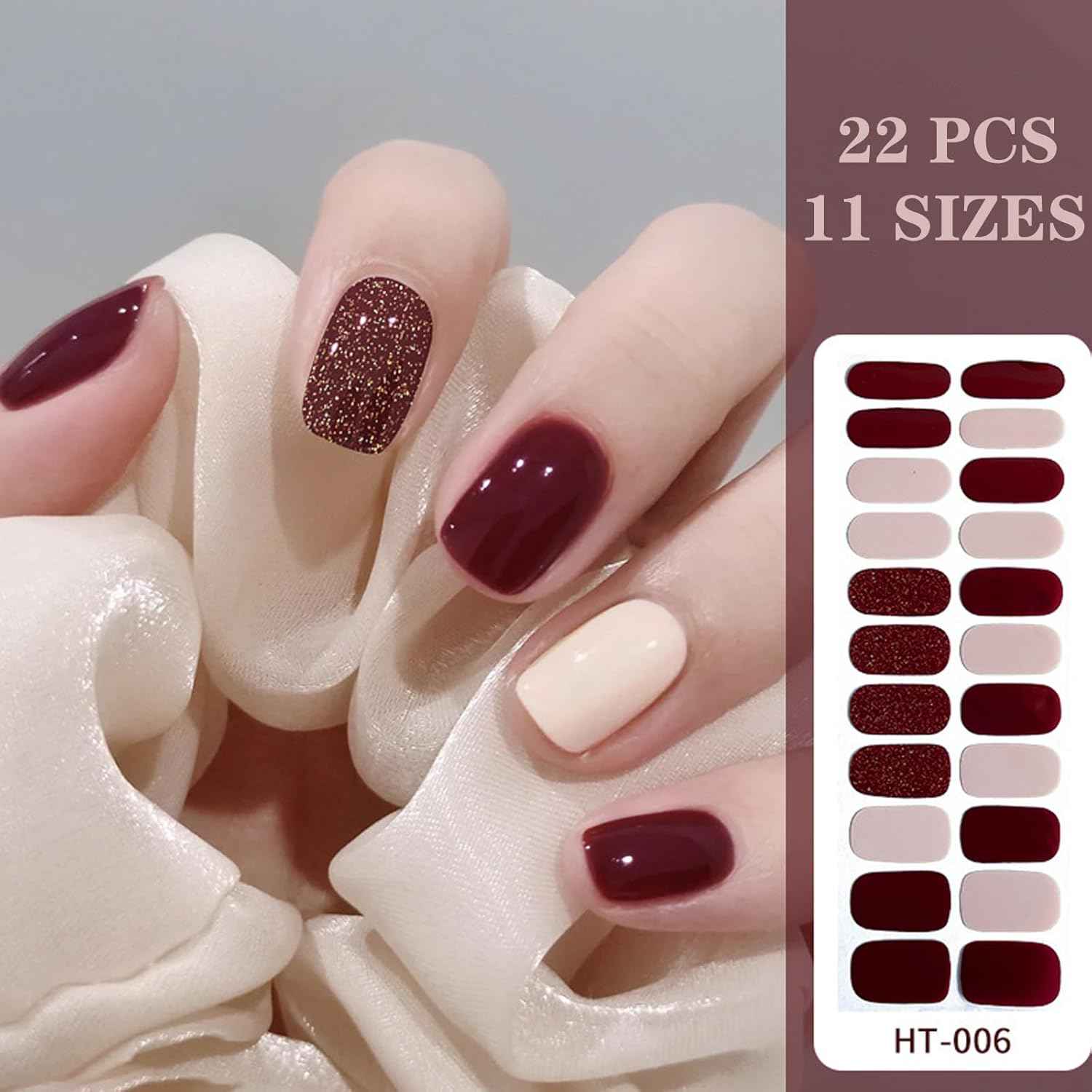 Nail Wraps Art Stickers for Coffin & Ballerina Nails - Glitter & Leopard Designs