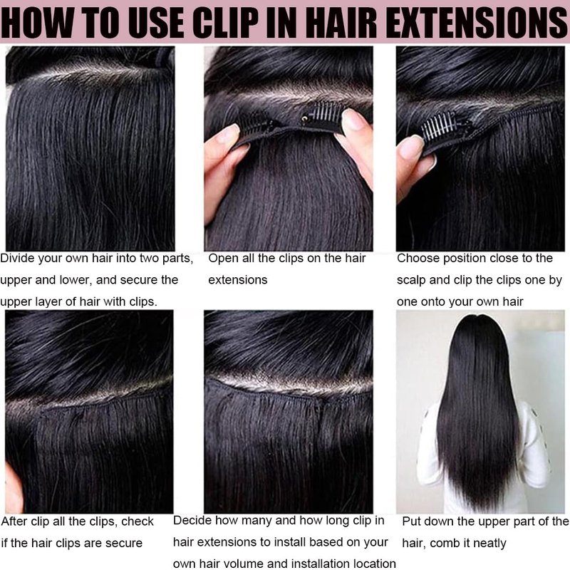 Clip in Hair Extensions Straight Clip ins Human Hair Extensions Remy Human Hair Clip in Extensions Clip on Hair Extensions Real Human Hair Clip ins for Black Women 8Pcs with 18Clips, 120g, 16Inch