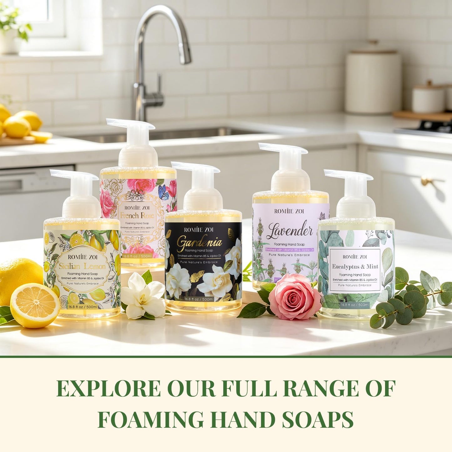 ROMIIE ZOI Foaming Hand Soap, Sicilian Lemon, 500ml/ 16.8fl.oz