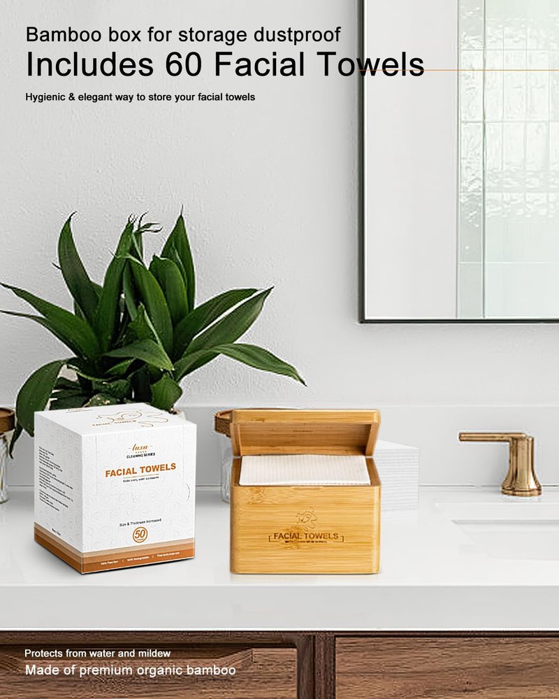 Clean Facial Towels,1 Box with 120 Ct Disposable Face Towels - Premium Facial Cleansing Cloths & Towelettes, Perfect for Skincare Routine - Biodegradable, Travel-friendly, and Eco-friendly